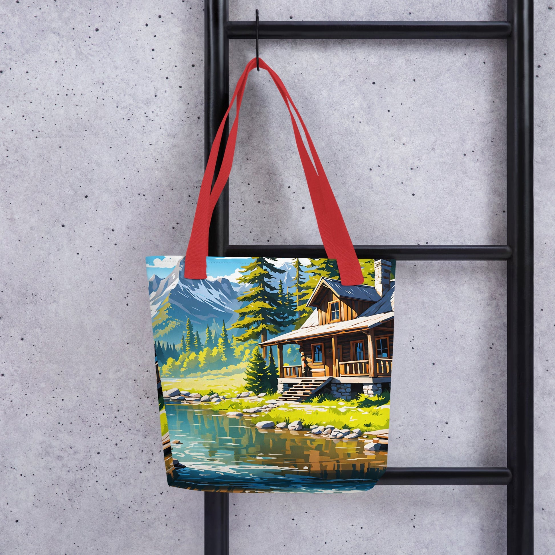 Cabin By The River II Tote Bag - Tote Bags - Discovery Co.