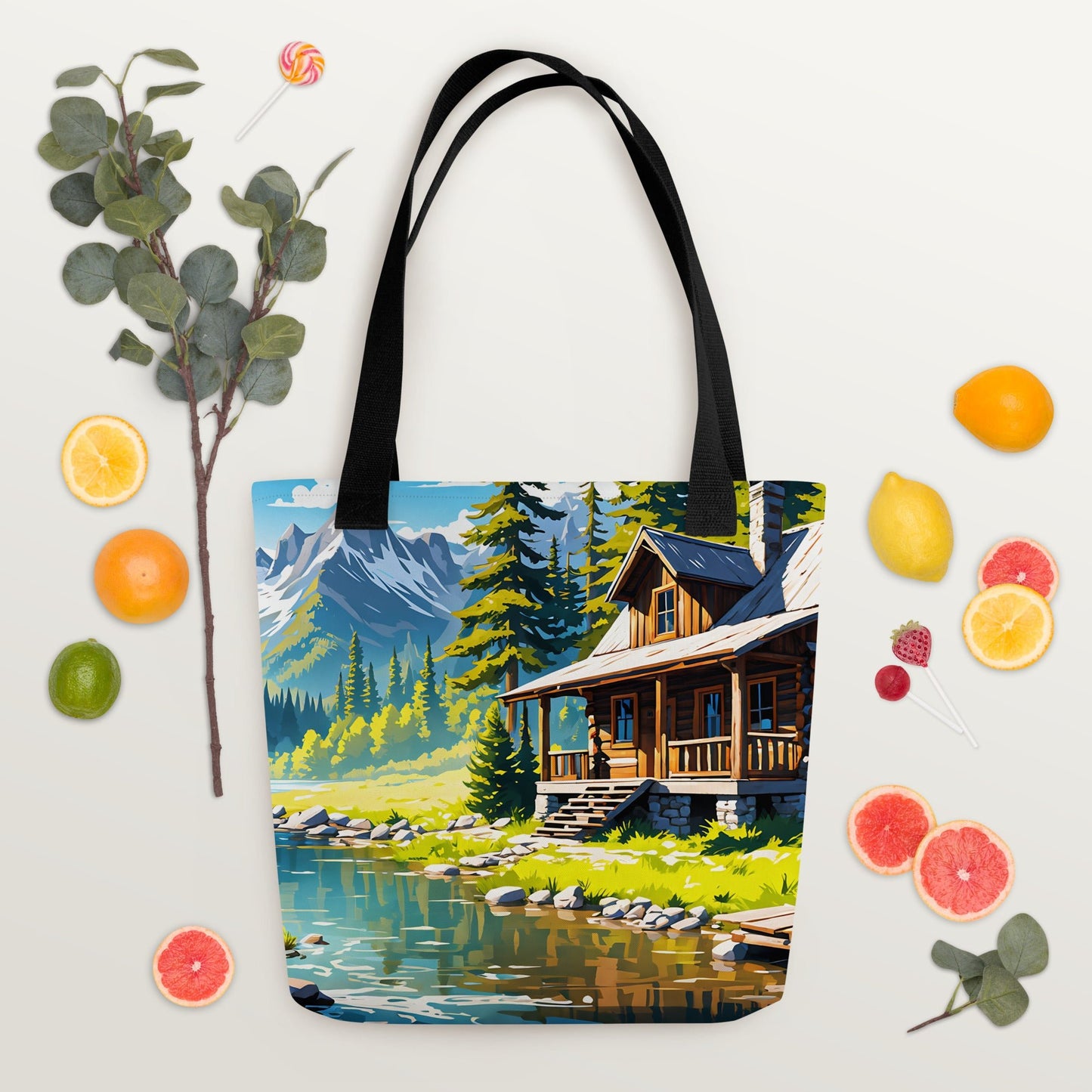 Cabin By The River II Tote Bag - Tote Bags - Discovery Co.