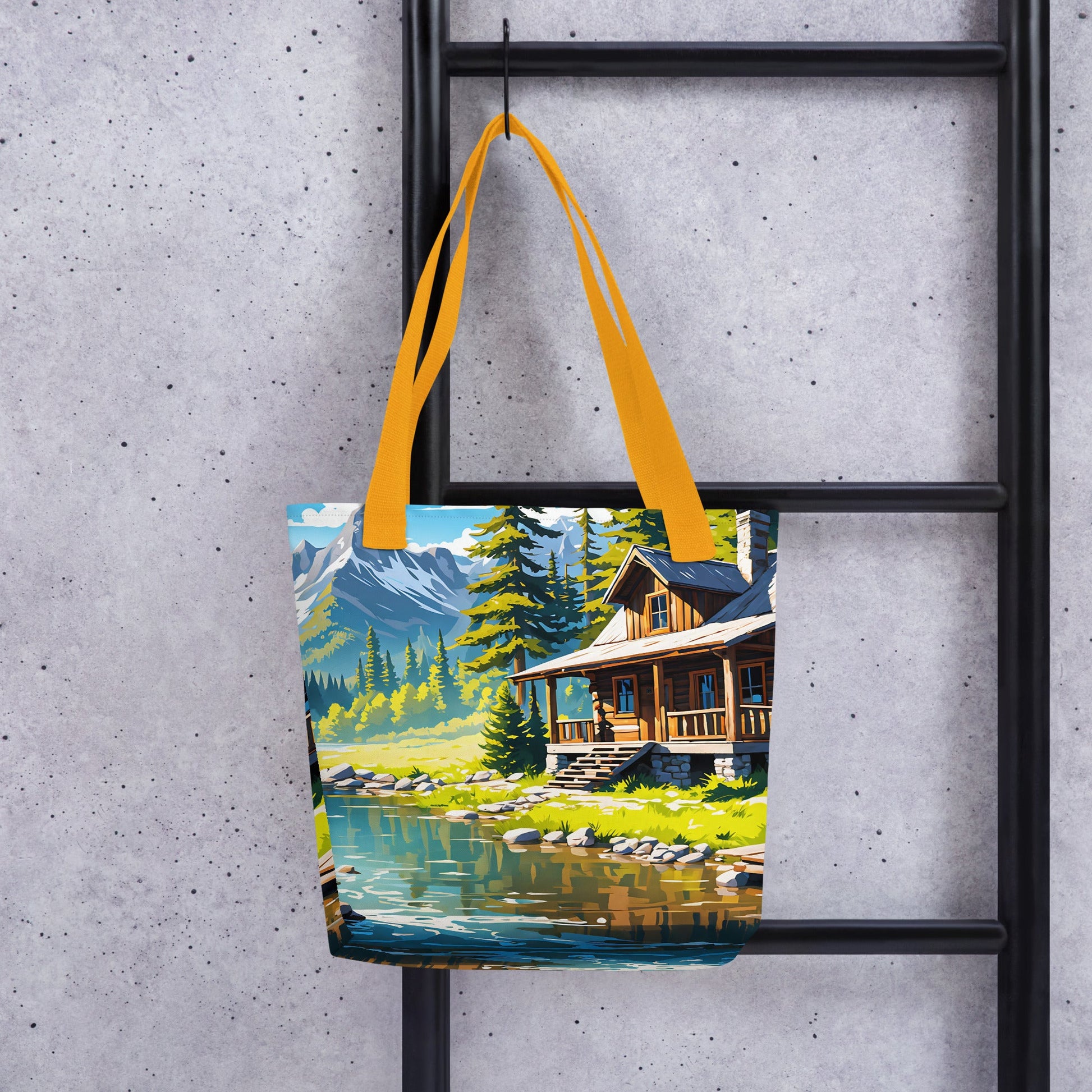 Cabin By The River II Tote Bag - Tote Bags - Discovery Co.