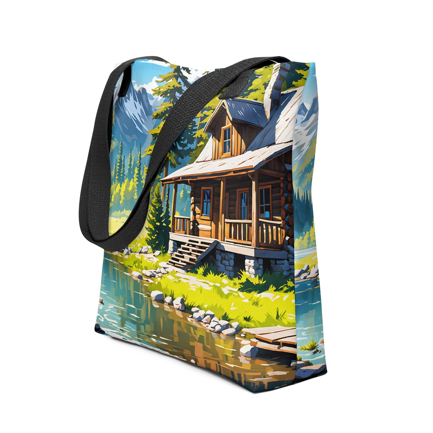 Cabin By The River II Tote Bag - Tote Bags - Discovery Co.