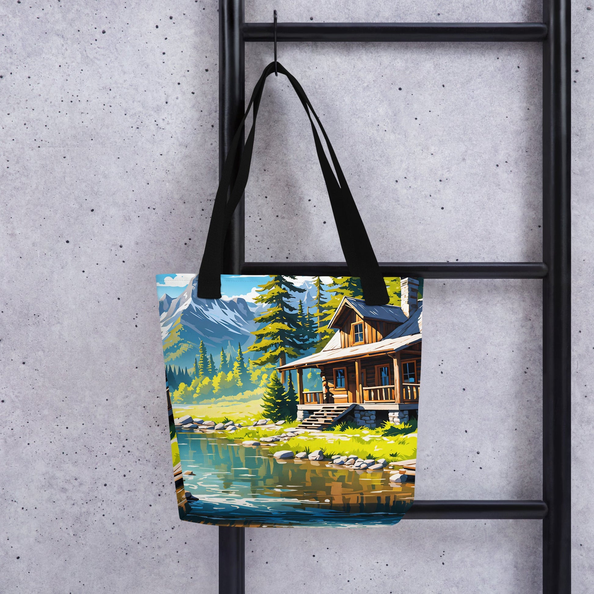 Cabin By The River II Tote Bag - Tote Bags - Discovery Co.