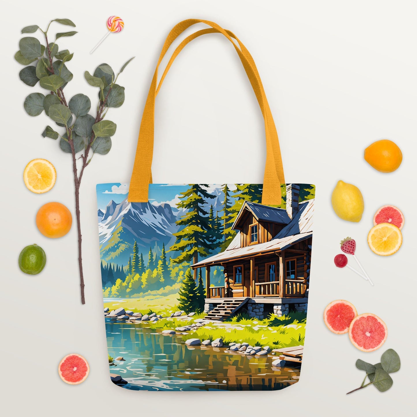 Cabin By The River II Tote Bag - Tote Bags - Discovery Co.