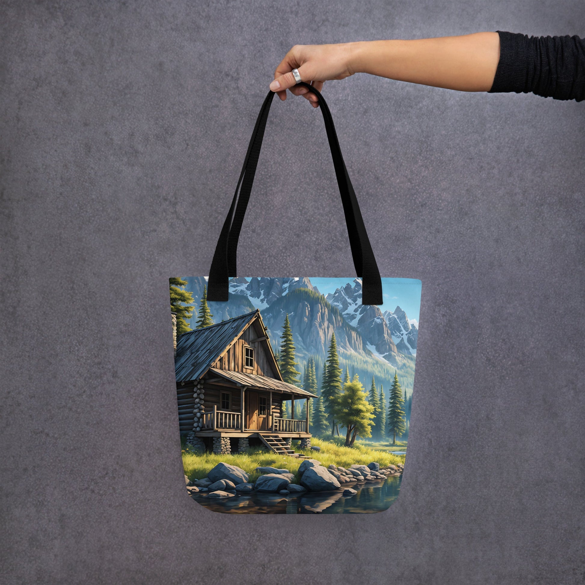 Cabin By The River Tote Bag - Tote Bags - Discovery Co.