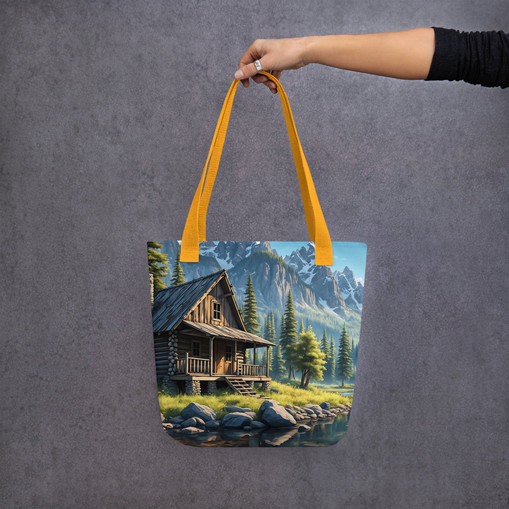 Cabin By The River Tote Bag - Tote Bags - Discovery Co.