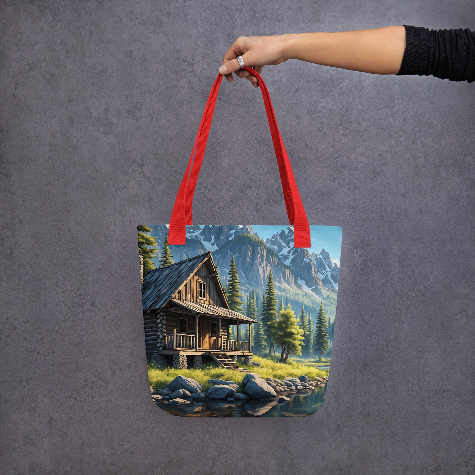 Cabin By The River Tote Bag - Tote Bags - Discovery Co.