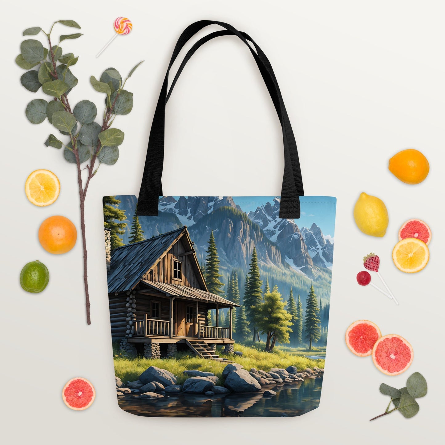 Cabin By The River Tote Bag - Tote Bags - Discovery Co.