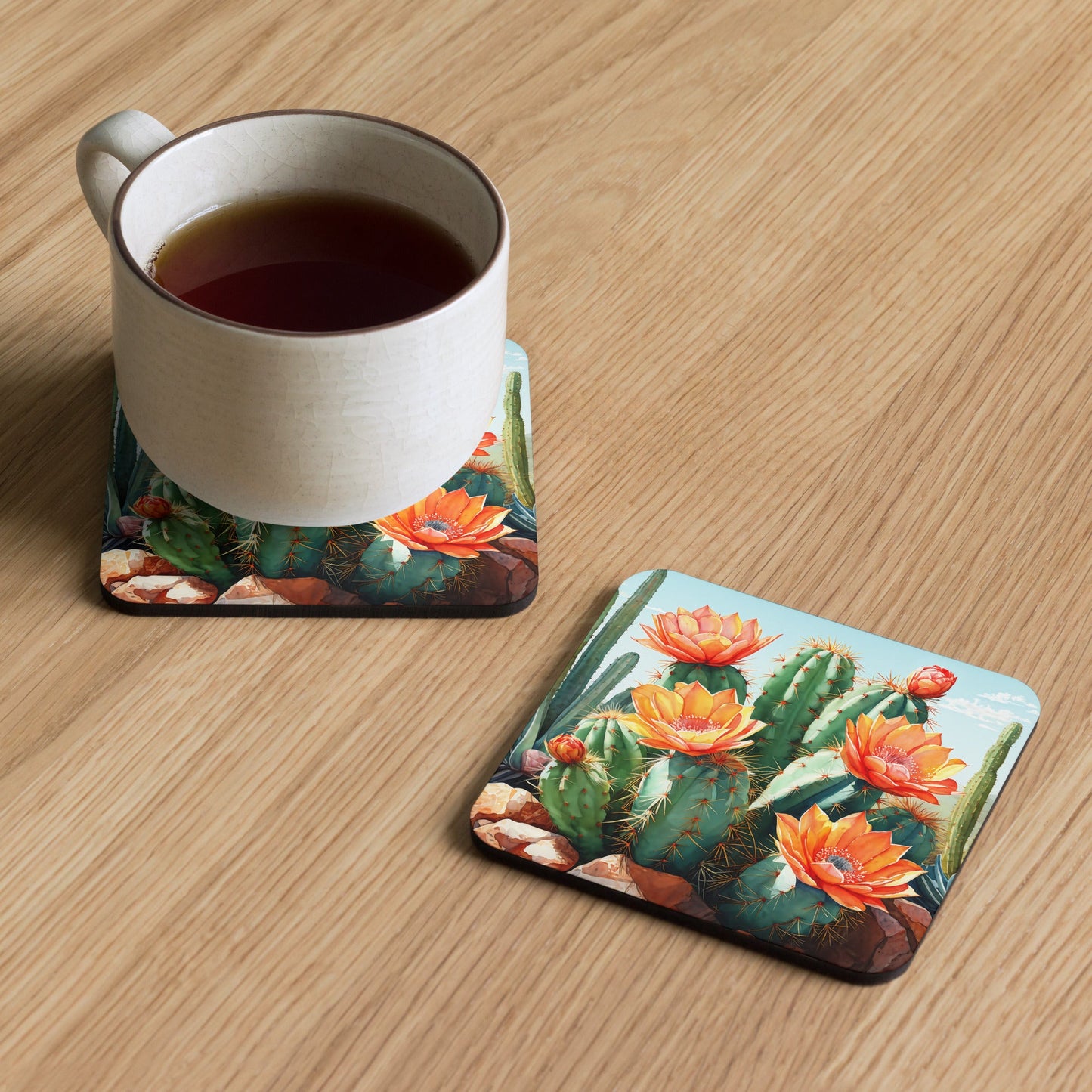 Cactus Bloom Cork-back Coaster - Coasters - Discovery Co.