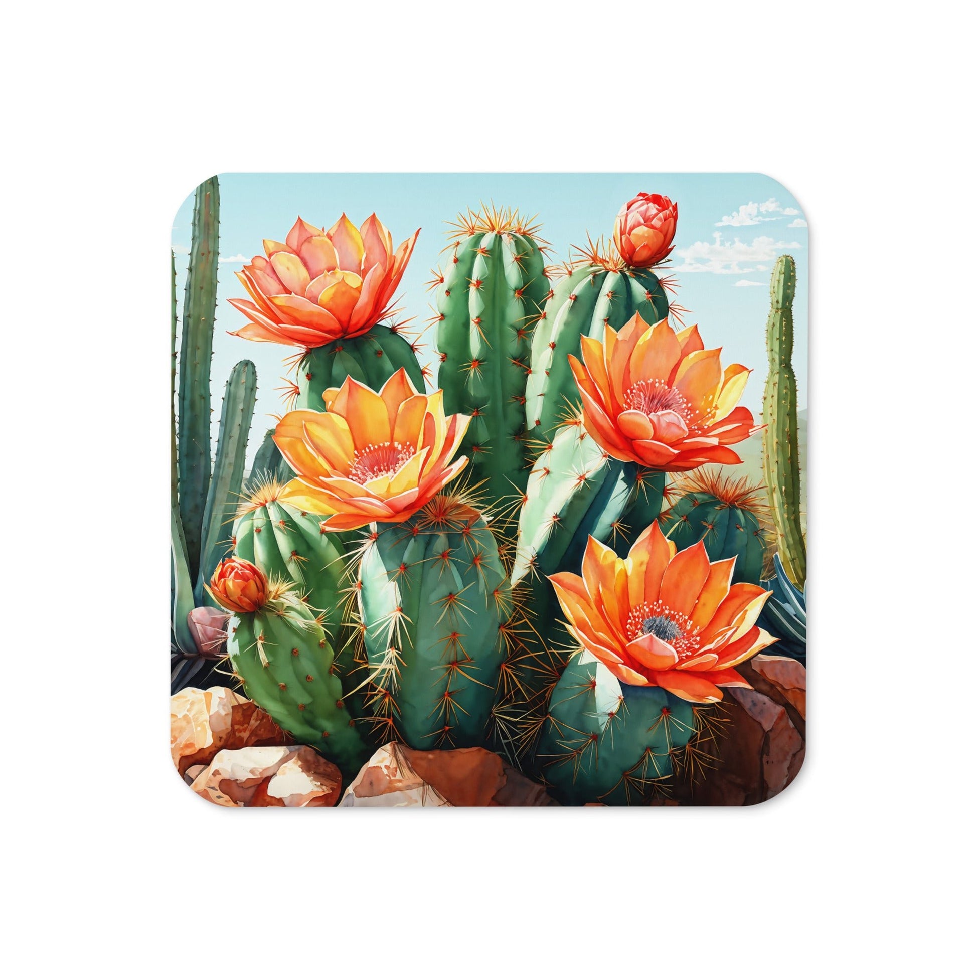 Cactus Bloom Cork-back Coaster - Coasters - Discovery Co.