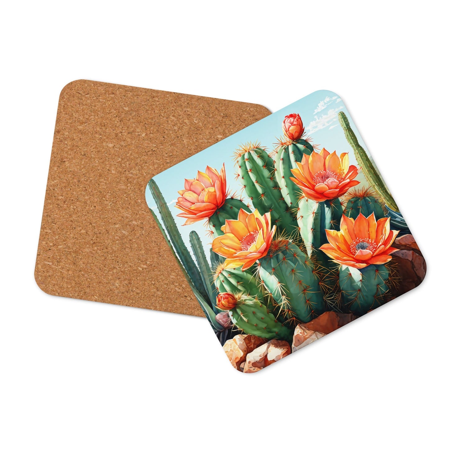 Cactus Bloom Cork-back Coaster - Coasters - Discovery Co.