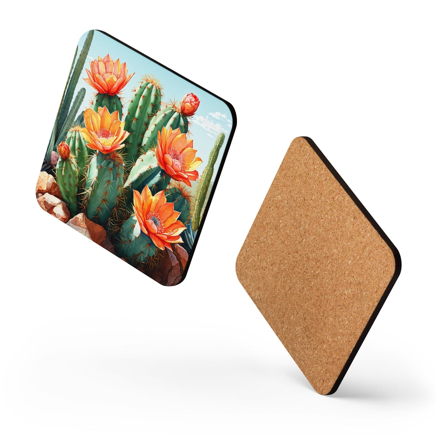 Cactus Bloom Cork-back Coaster - Coasters - Discovery Co.