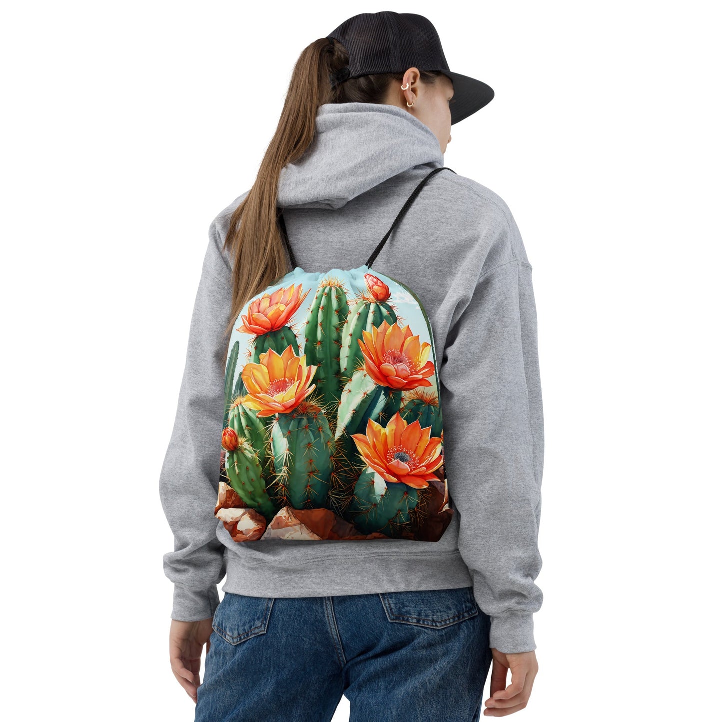 Cactus Bloom Drawstring Bag - Drawstring Bag - Discovery Co.