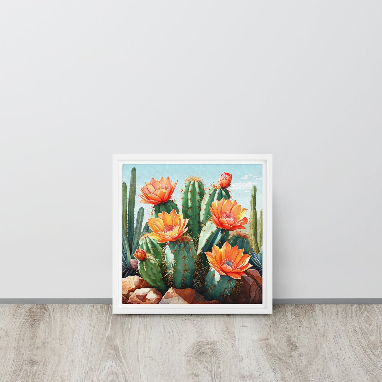 Cactus Bloom Framed Canvas - Canvas Prints - Discovery Co.