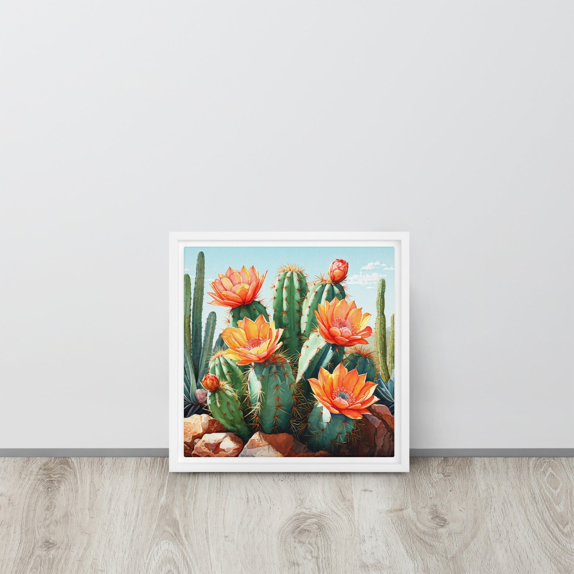 Cactus Bloom Framed Canvas - Canvas Prints - Discovery Co.