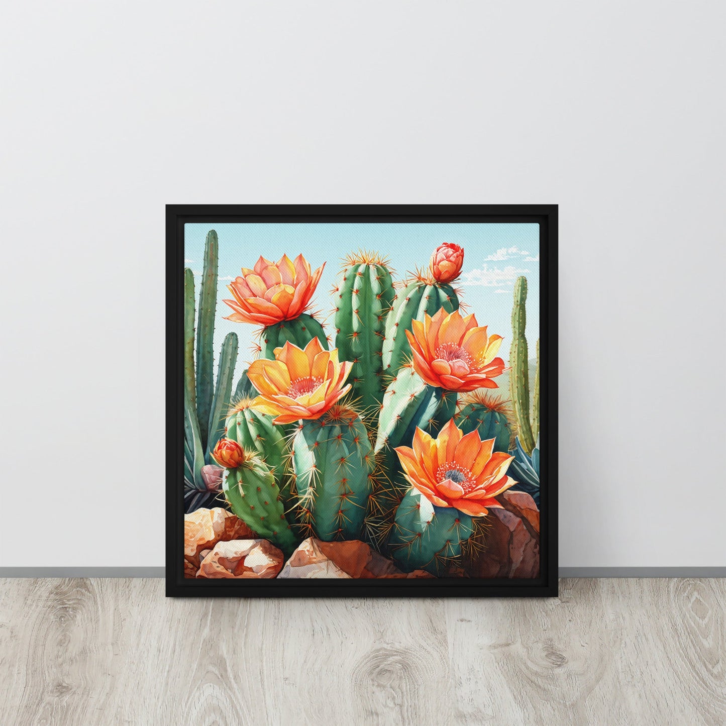 Cactus Bloom Framed Canvas - Canvas Prints - Discovery Co.