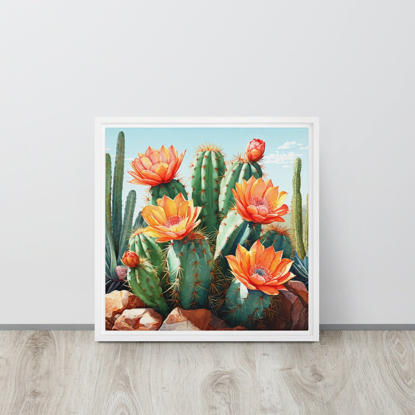 Cactus Bloom Framed Canvas - Canvas Prints - Discovery Co.