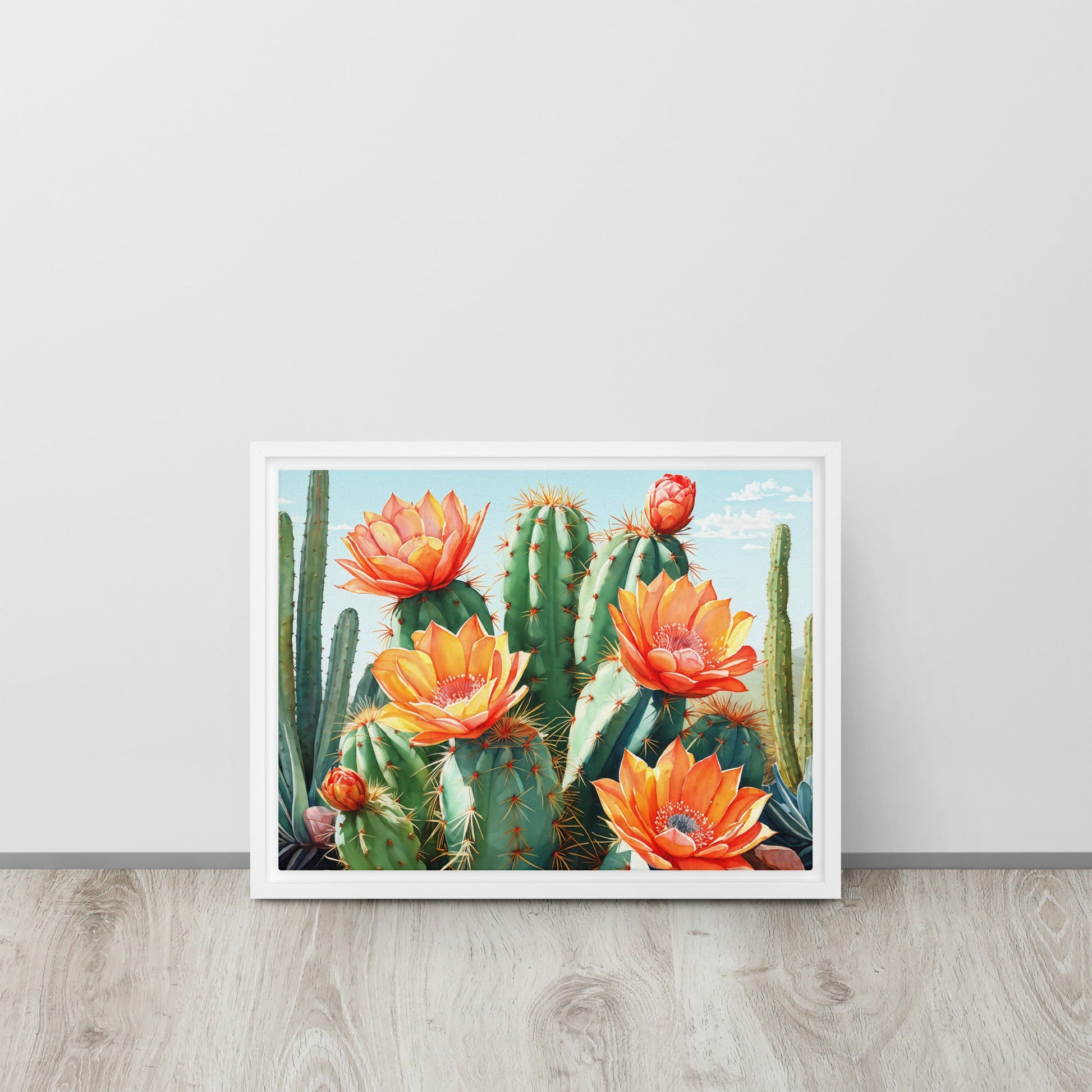 Cactus Bloom Framed Canvas - Canvas Prints - Discovery Co.