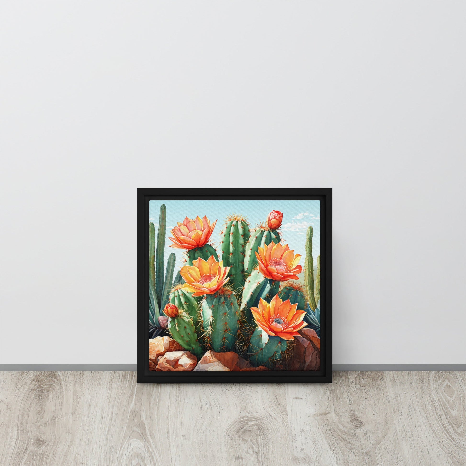 Cactus Bloom Framed Canvas - Canvas Prints - Discovery Co.