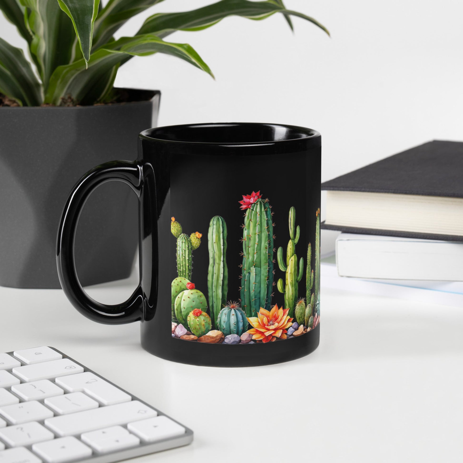 Cactus Garden Black Glossy Mug (11 oz) - Mugs - Discovery Co.