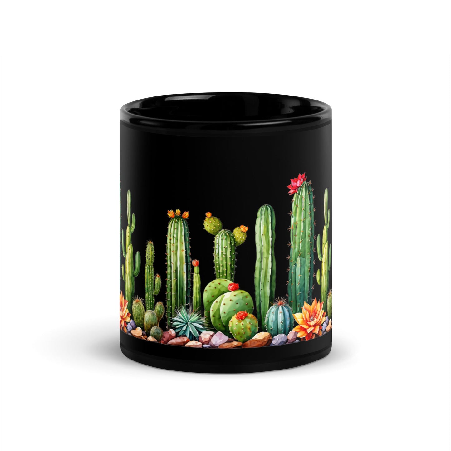 Cactus Garden Black Glossy Mug (11 oz) - Mugs - Discovery Co.