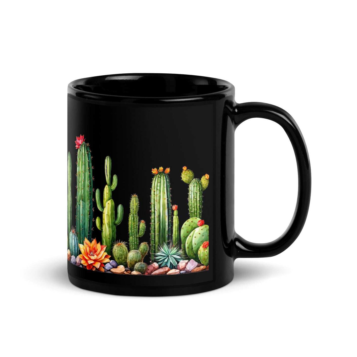 Cactus Garden Black Glossy Mug (11 oz) - Mugs - Discovery Co.