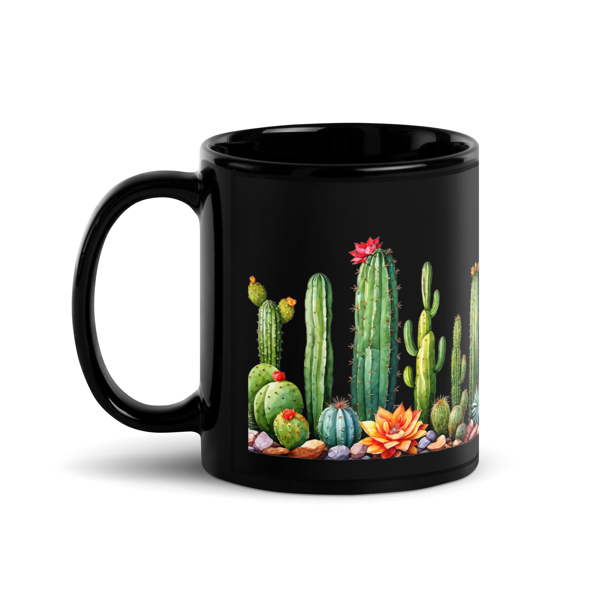 Cactus Garden Black Glossy Mug (11 oz) - Mugs - Discovery Co.