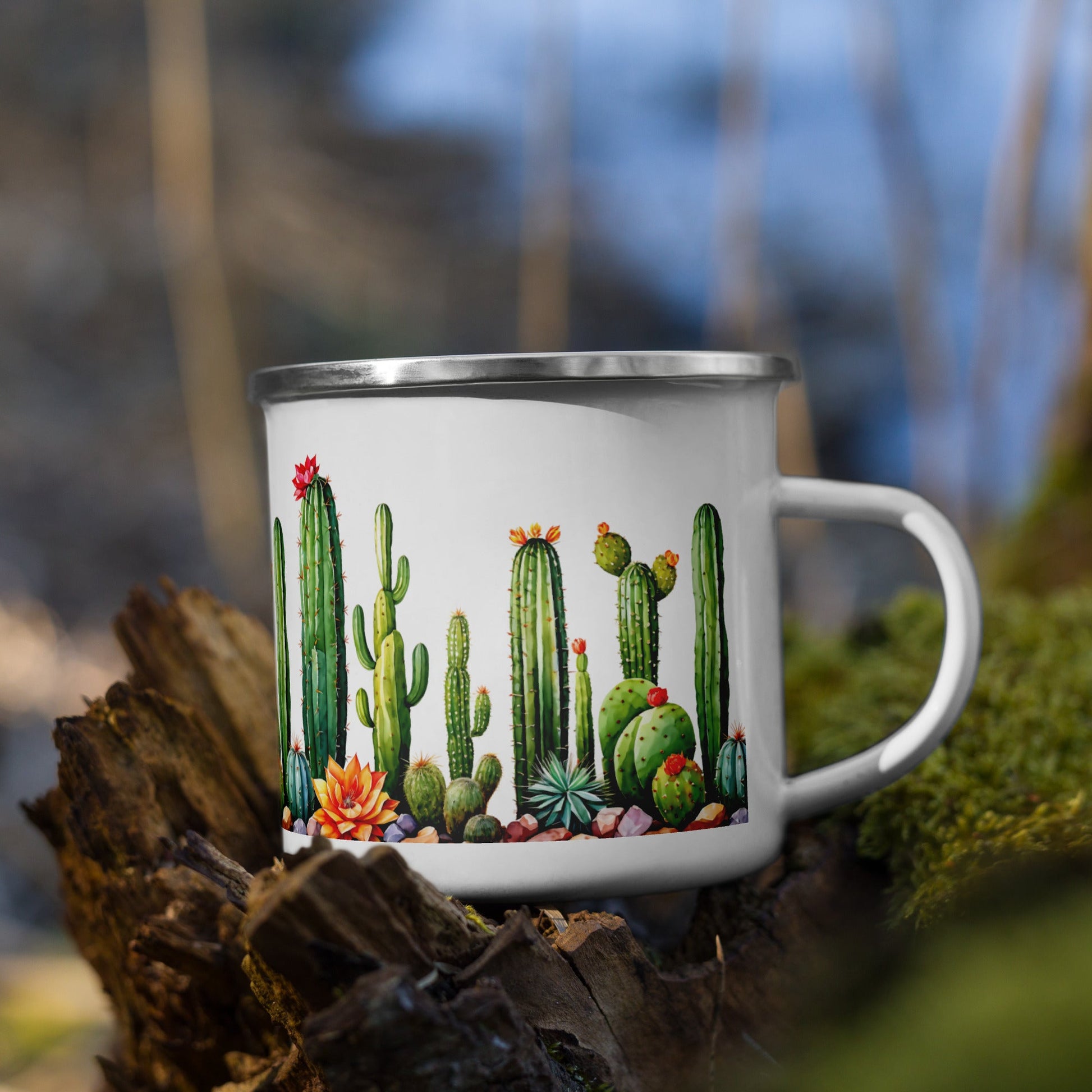 Cactus Garden Enamel Mug (12 oz) - Mugs - Discovery Co.