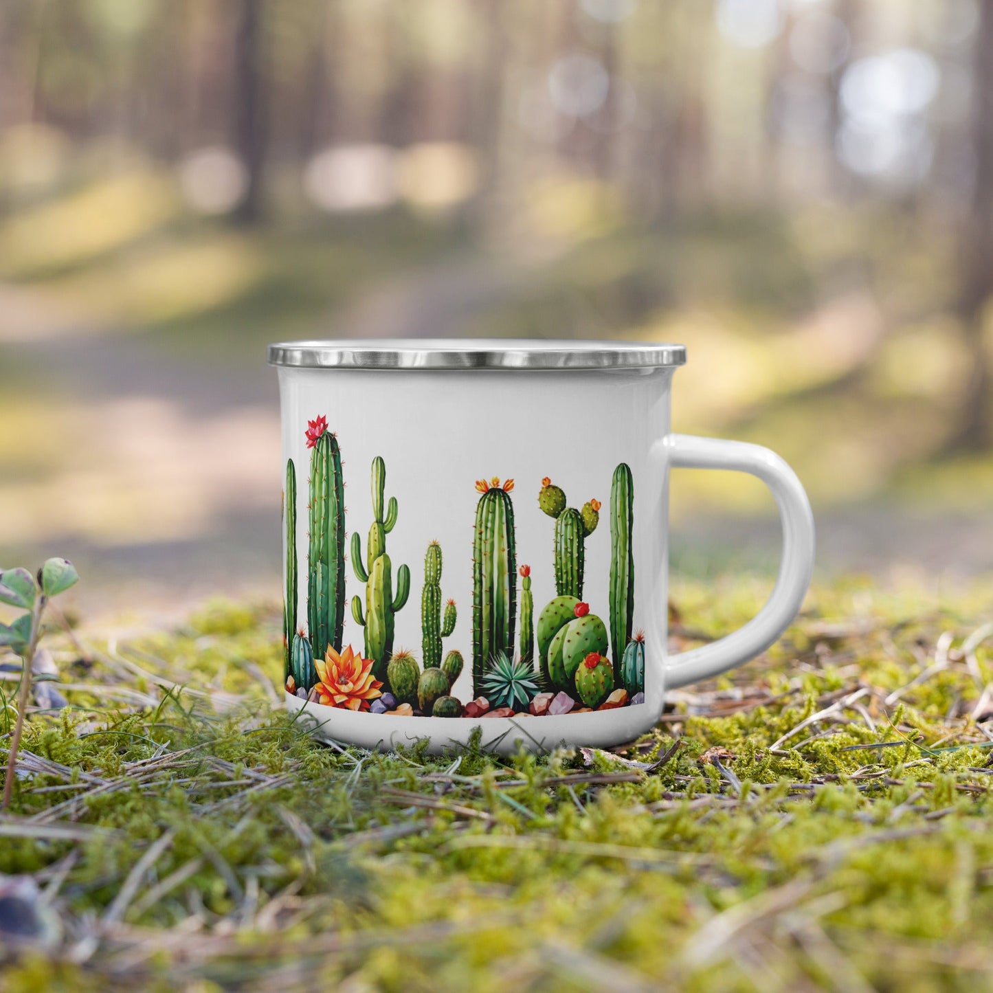 Cactus Garden Enamel Mug (12 oz) - Mugs - Discovery Co.