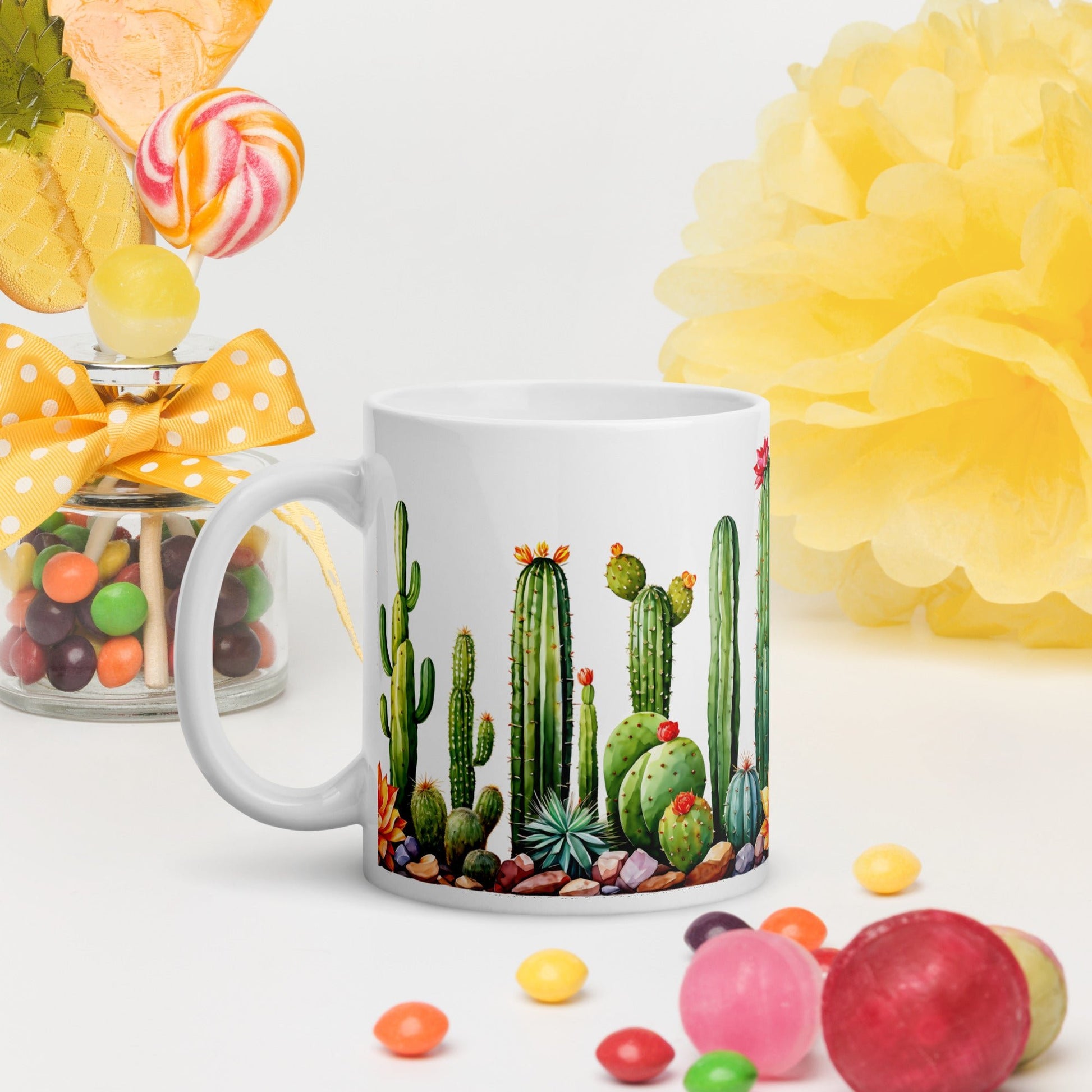 Cactus Garden White Glossy Mug (11 oz, 15 oz, 20 oz) - Mugs - Discovery Co.