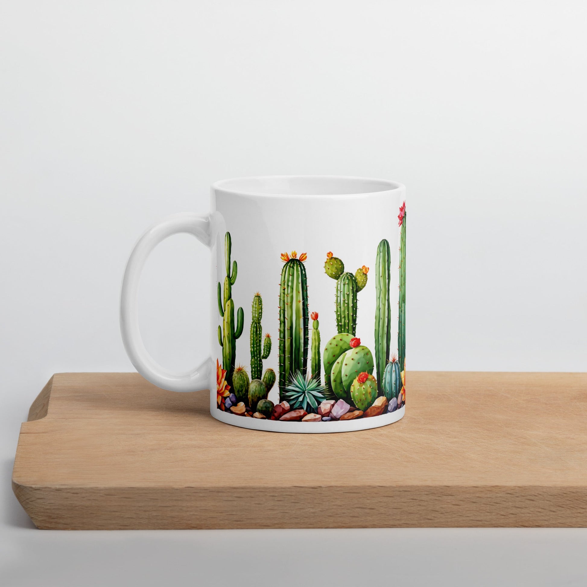 Cactus Garden White Glossy Mug (11 oz, 15 oz, 20 oz) - Mugs - Discovery Co.