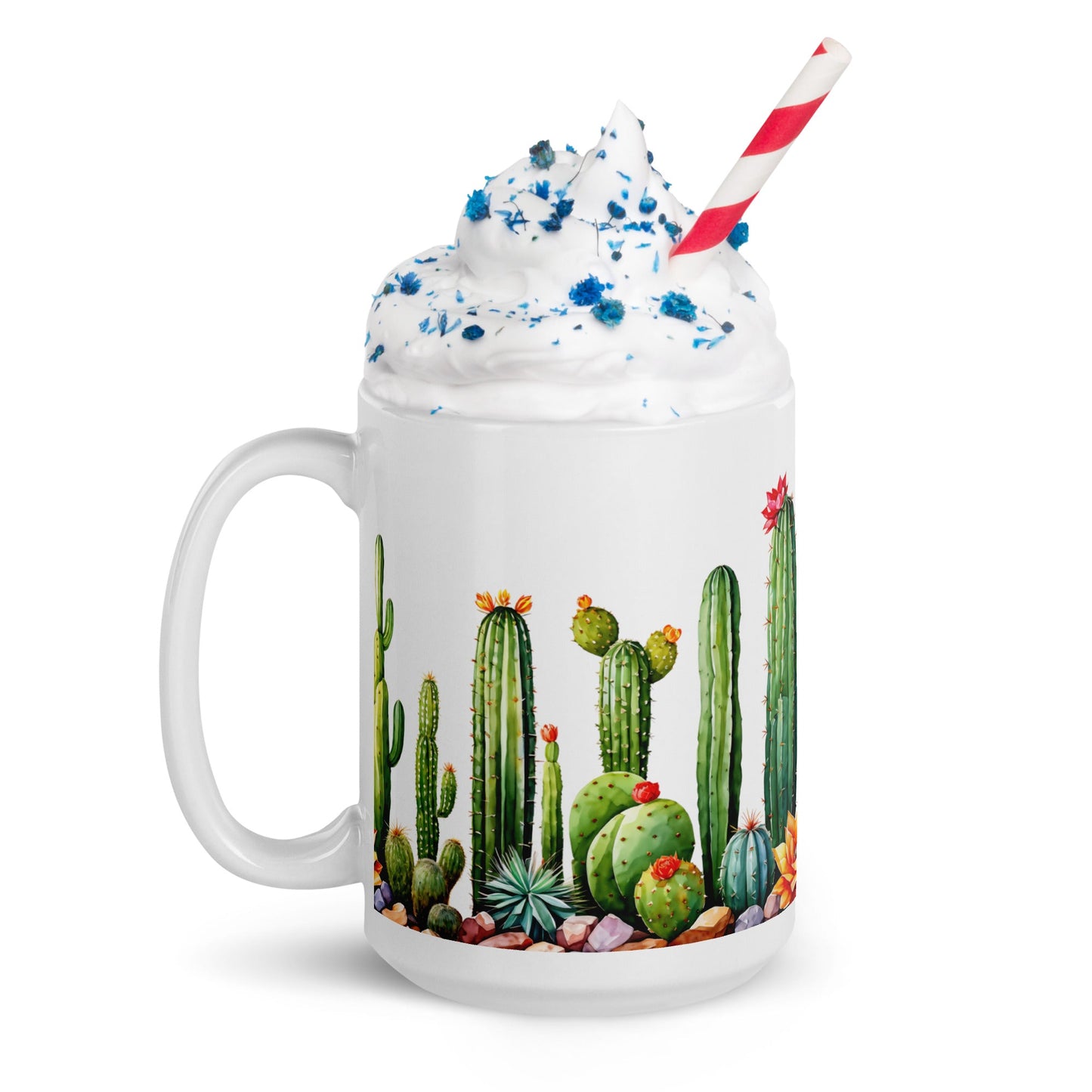 Cactus Garden White Glossy Mug (11 oz, 15 oz, 20 oz) - Mugs - Discovery Co.