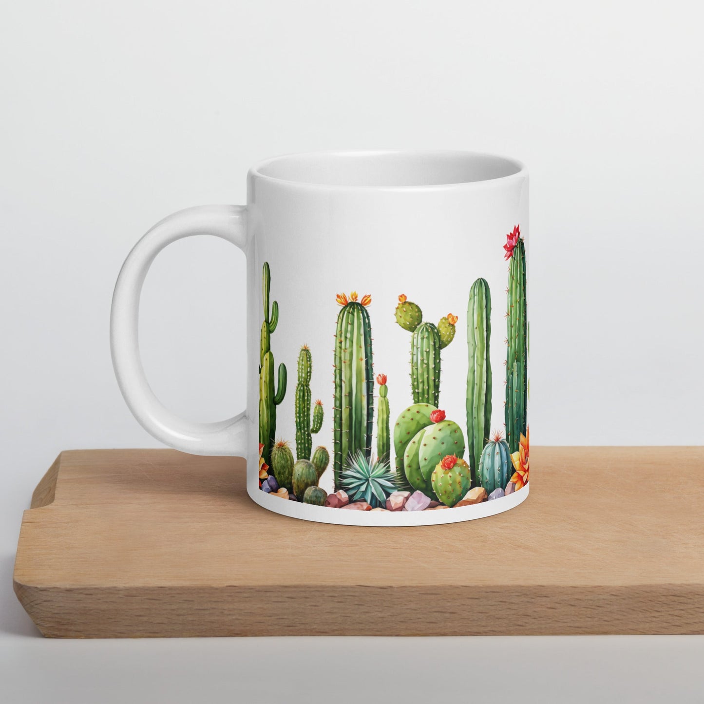 Cactus Garden White Glossy Mug (11 oz, 15 oz, 20 oz) - Mugs - Discovery Co.