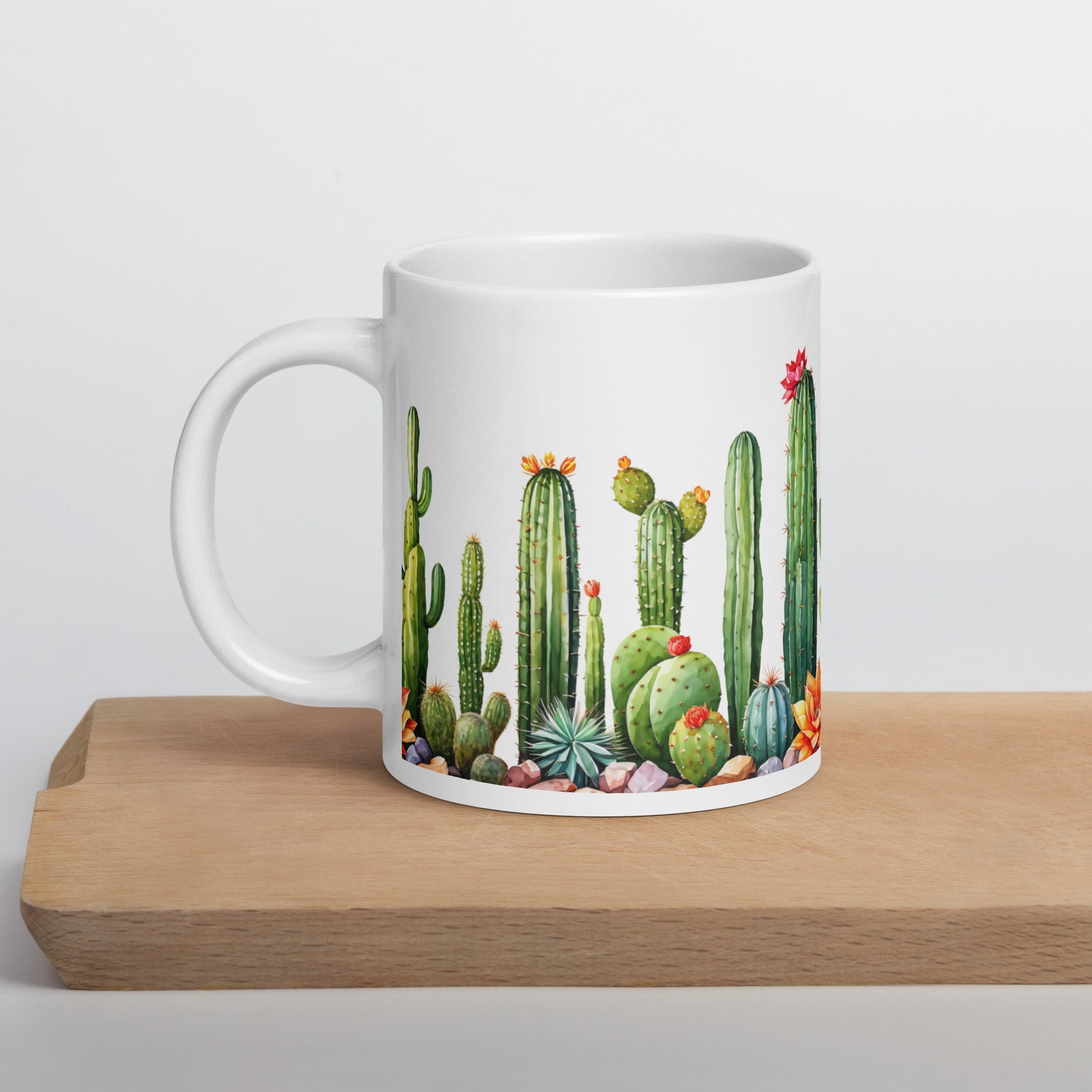 Cactus Garden White Glossy Mug (11 oz, 15 oz, 20 oz) - Mugs - Discovery Co.