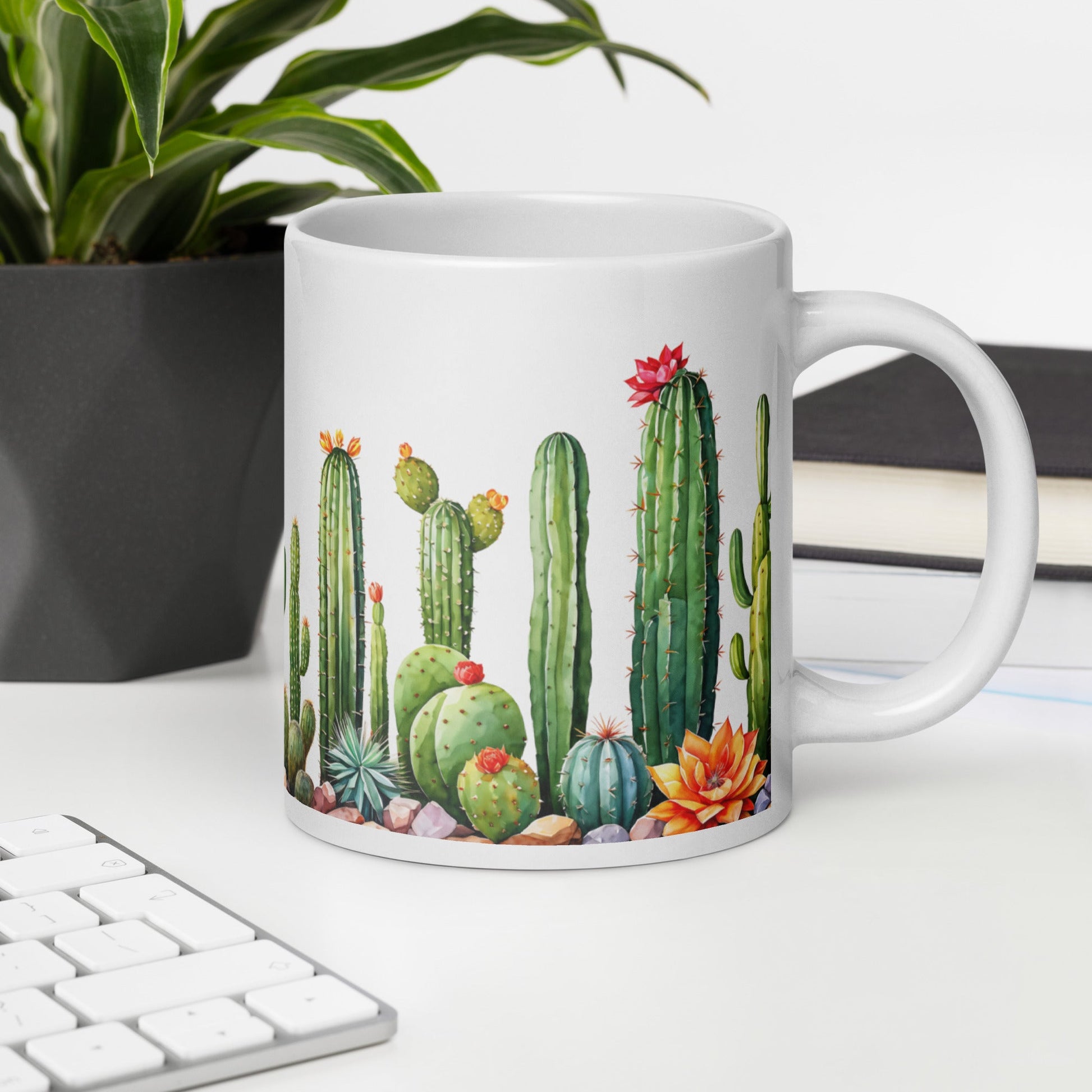 Cactus Garden White Glossy Mug (11 oz, 15 oz, 20 oz) - Mugs - Discovery Co.