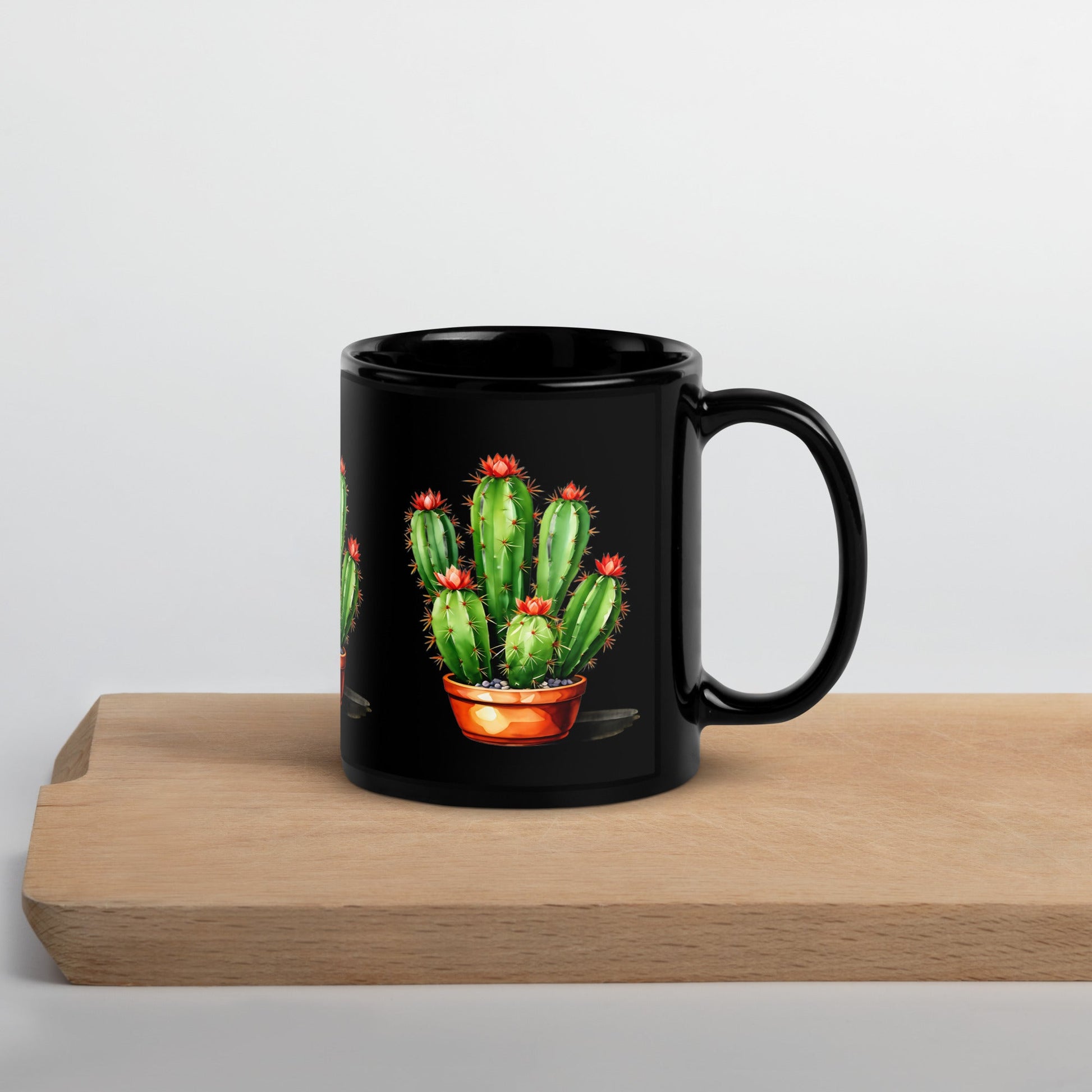 Cactus Plant Black Glossy Mug (11 oz, 15 oz) - Mugs - Discovery Co.