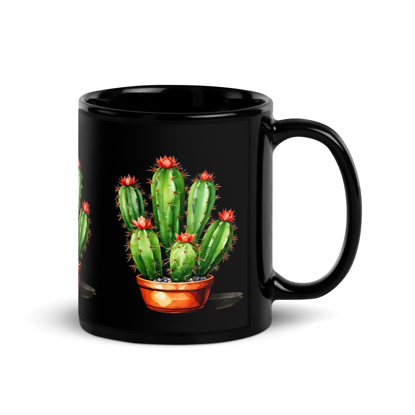 Cactus Plant Black Glossy Mug (11 oz) - Mugs - Discovery Co.