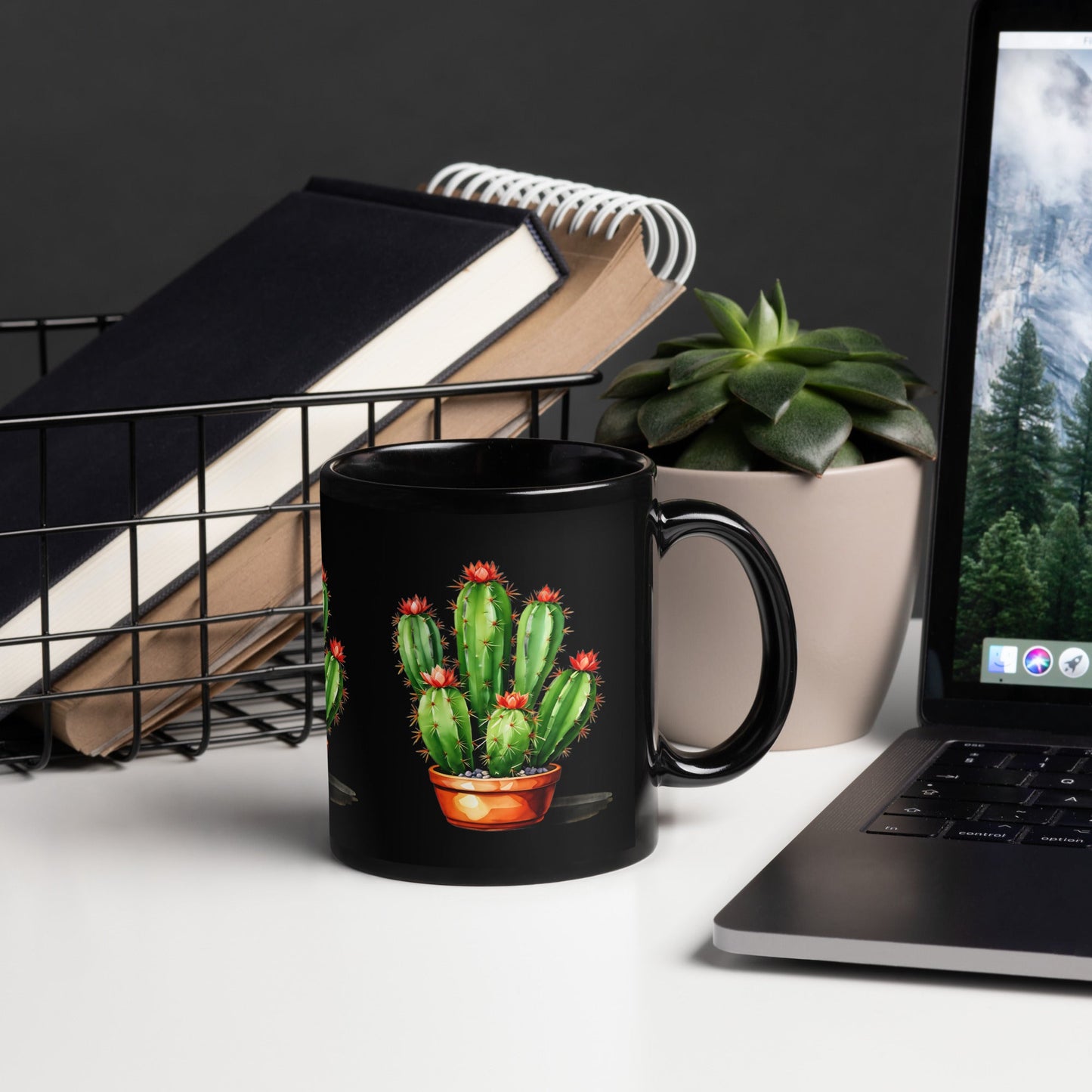 Cactus Plant Black Glossy Mug (11 oz) - Mugs - Discovery Co.