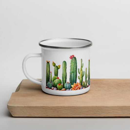 Cactus Watercolor Art Enamel Mug (12 oz) - Mugs - Discovery Co.