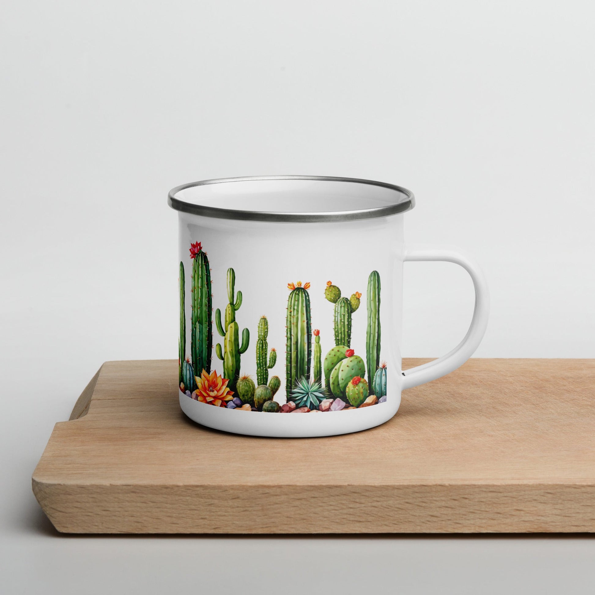 Cactus Watercolor Art Enamel Mug (12 oz) - Mugs - Discovery Co.