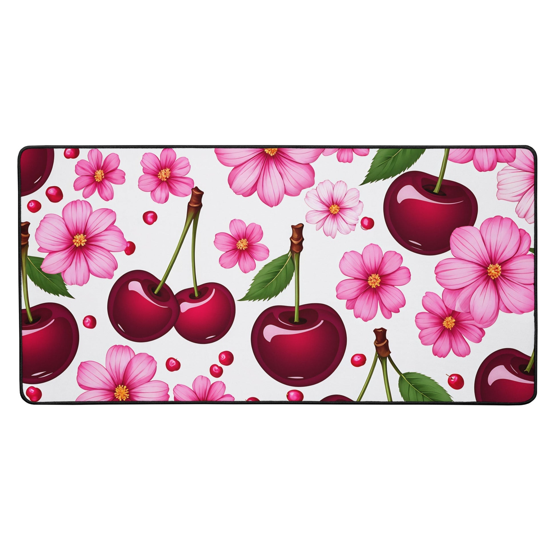 Cherries And Flowers Desk Mat - Mouse Pads - Discovery Co.