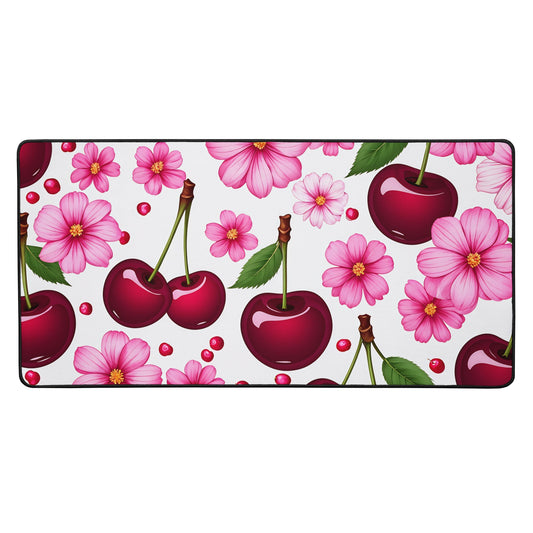 Cherries And Flowers Desk Mat - Mouse Pads - Discovery Co.