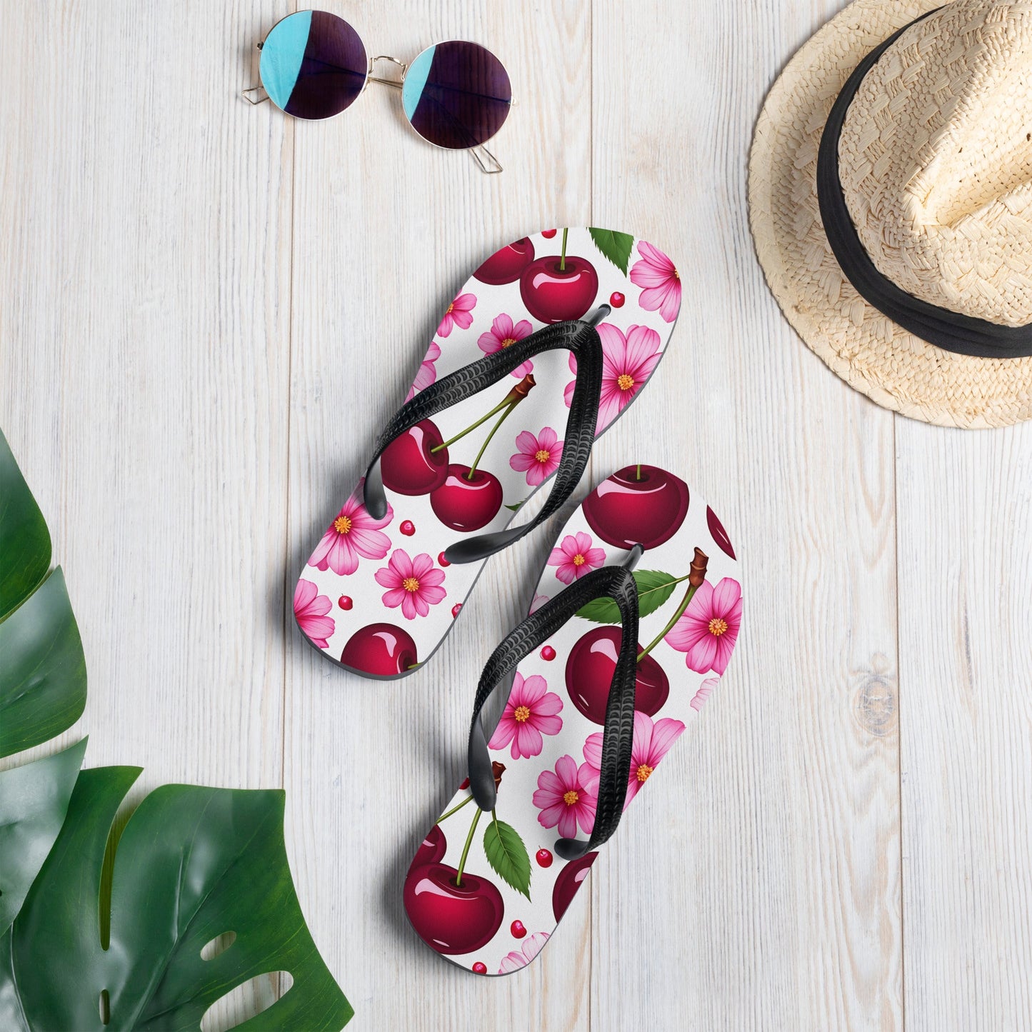 Cherries And Flowers Flip - Flops - Footwear - Discovery Co.