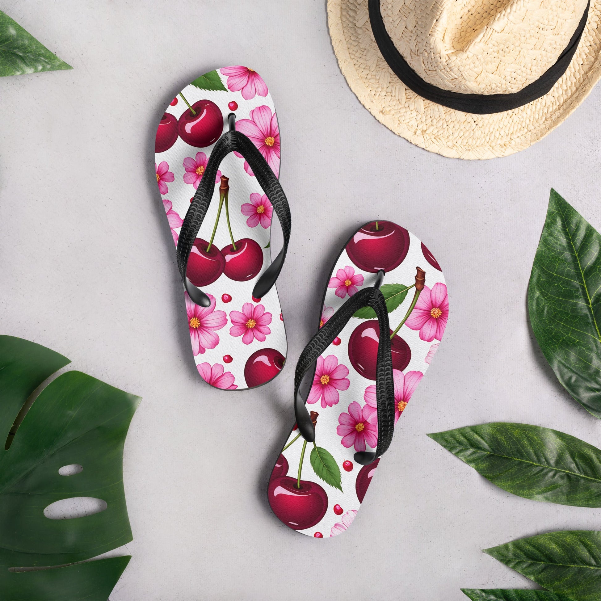 Cherries And Flowers Flip - Flops - Footwear - Discovery Co.