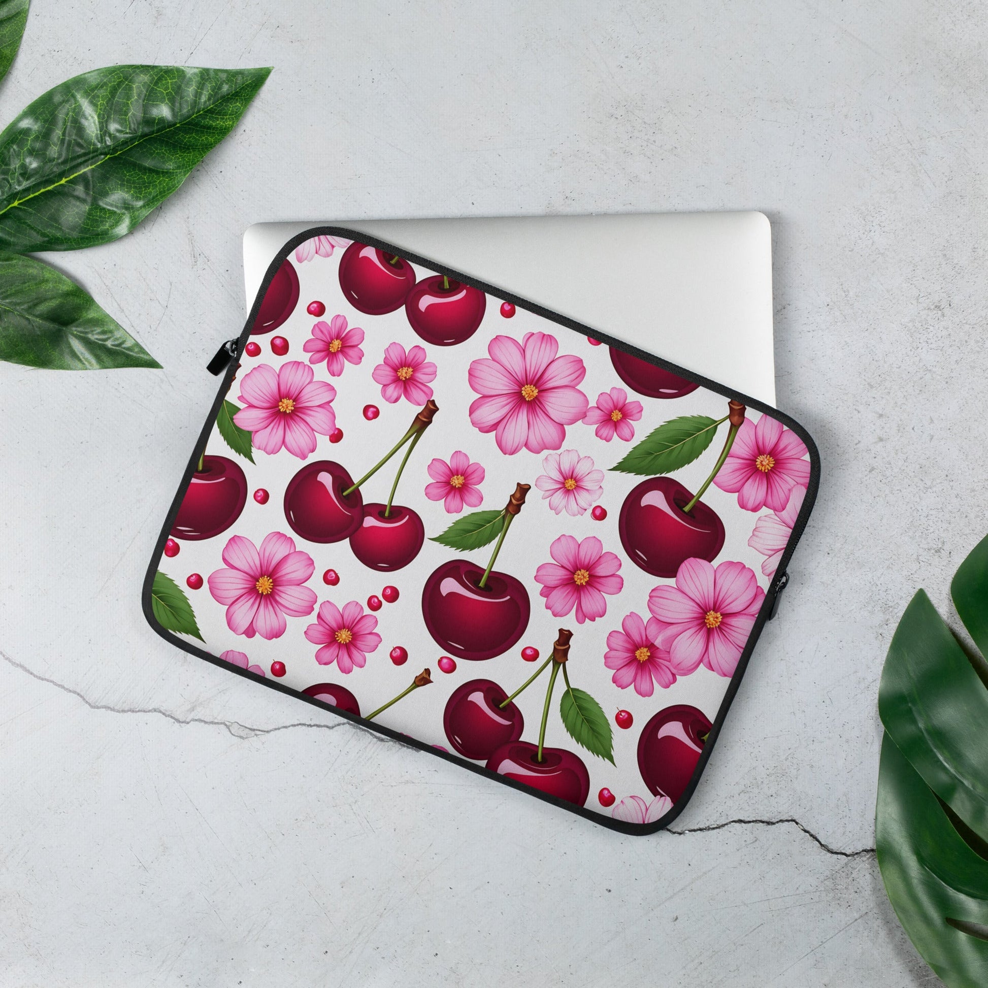 Cherries and Flowers Laptop Sleeve - Laptop Cases - Discovery Co.