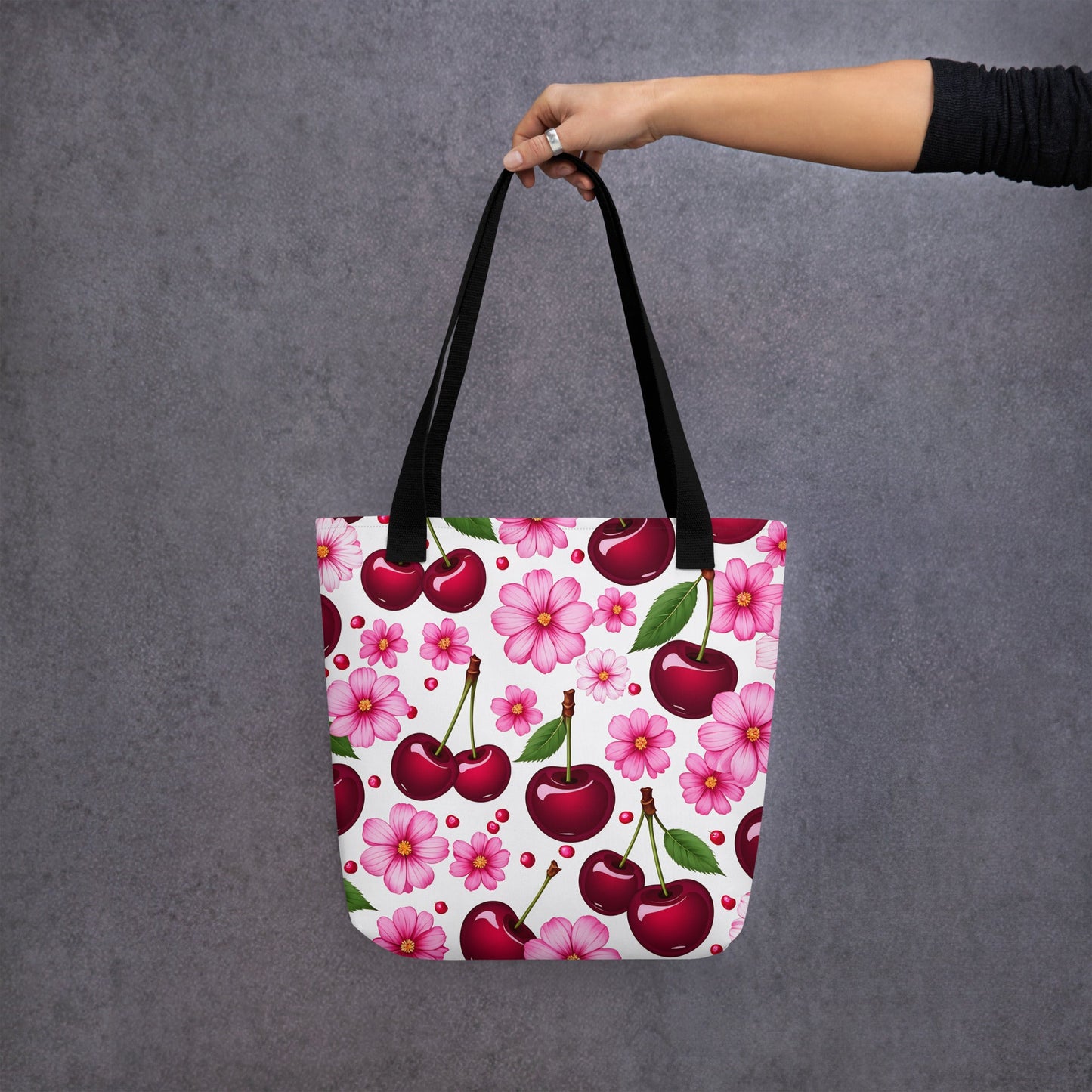 Cherries and Flowers Tote Bag - Tote Bags - Discovery Co.