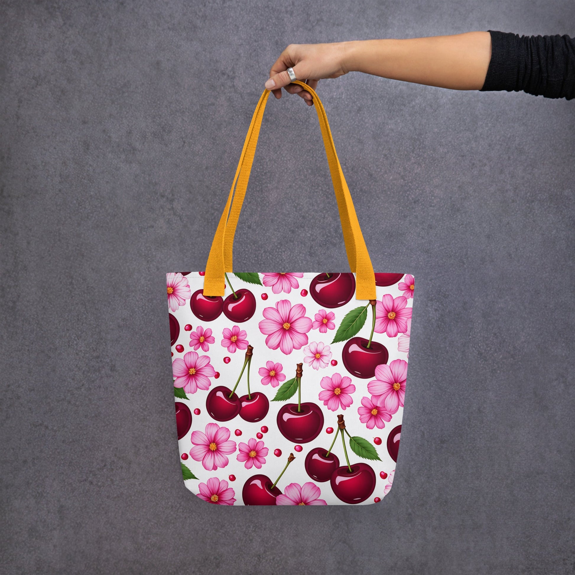 Cherries and Flowers Tote Bag - Tote Bags - Discovery Co.