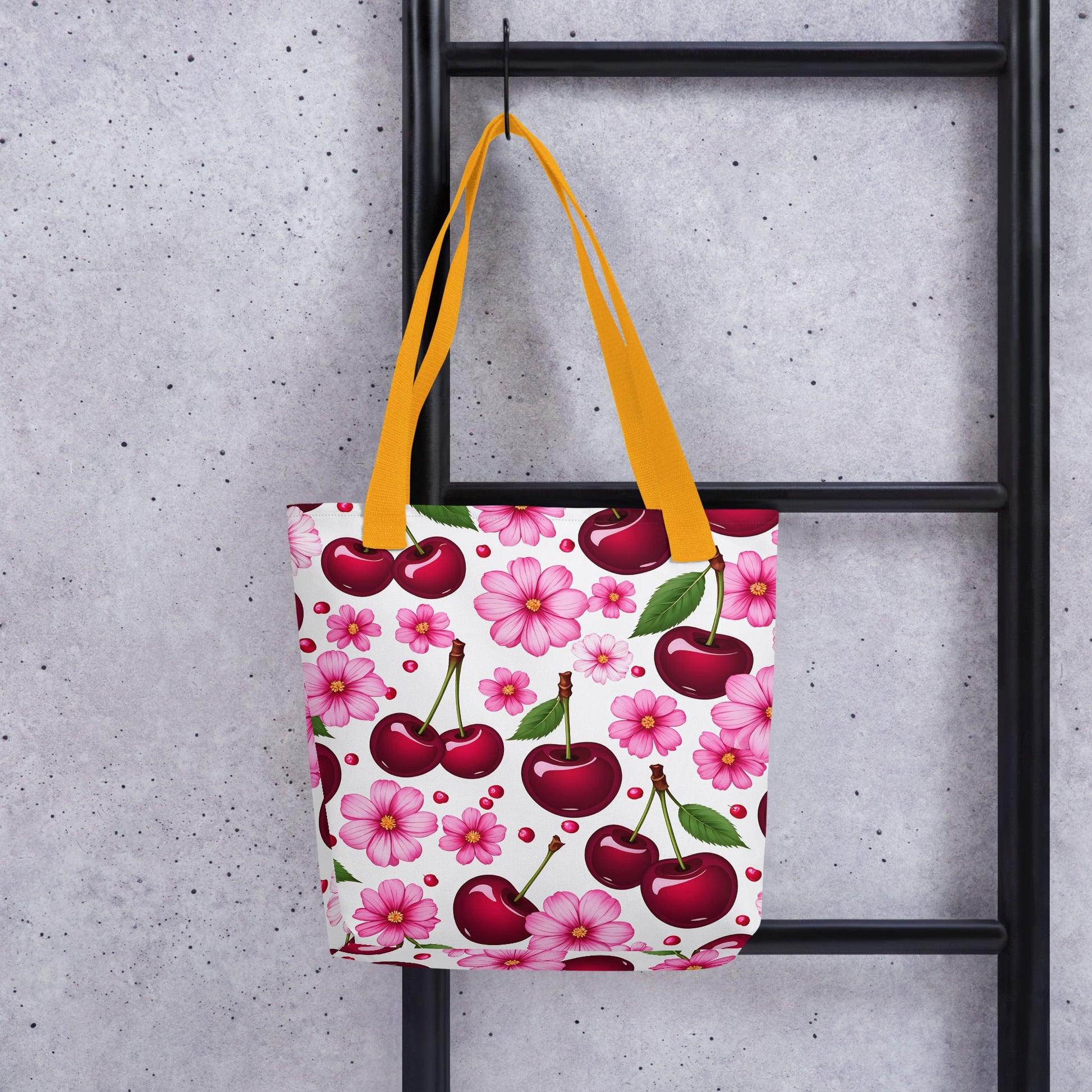 Cherries and Flowers Tote Bag - Tote Bags - Discovery Co.