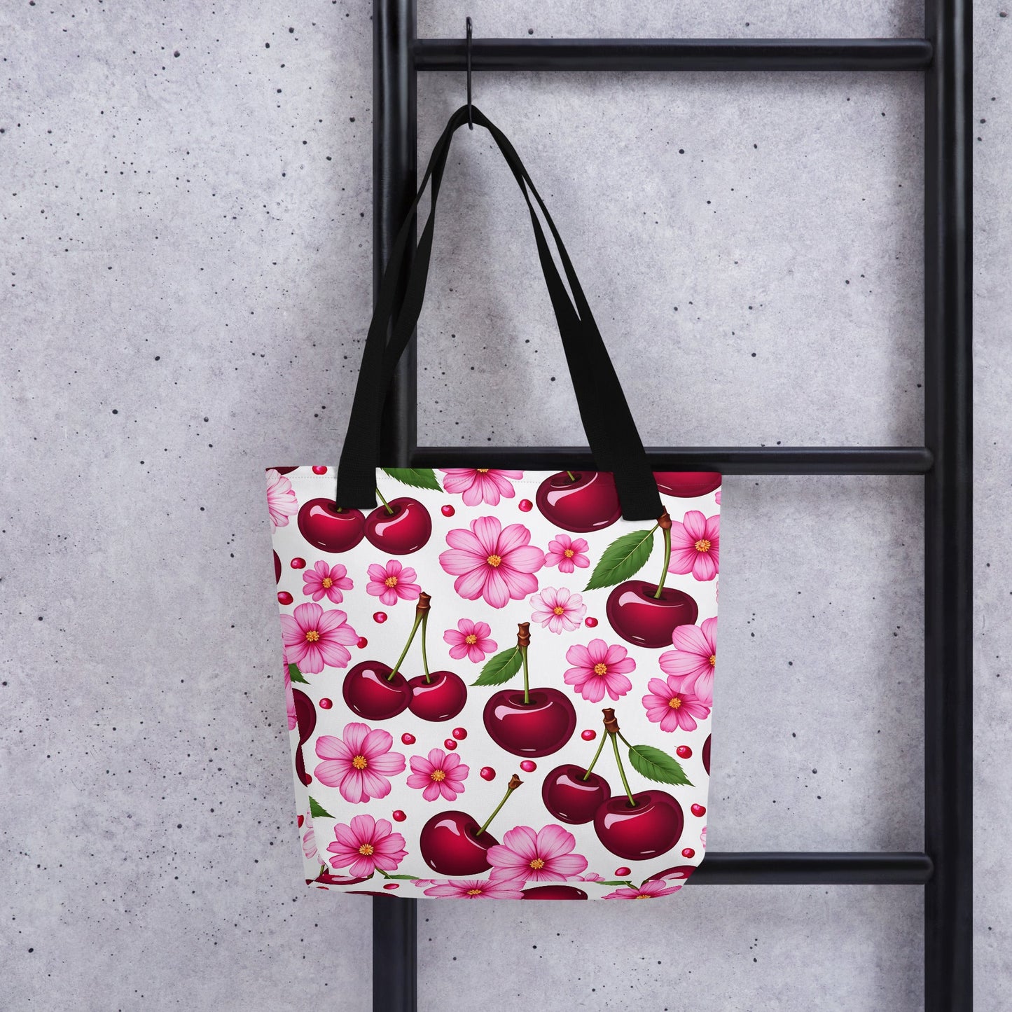 Cherries and Flowers Tote Bag - Tote Bags - Discovery Co.