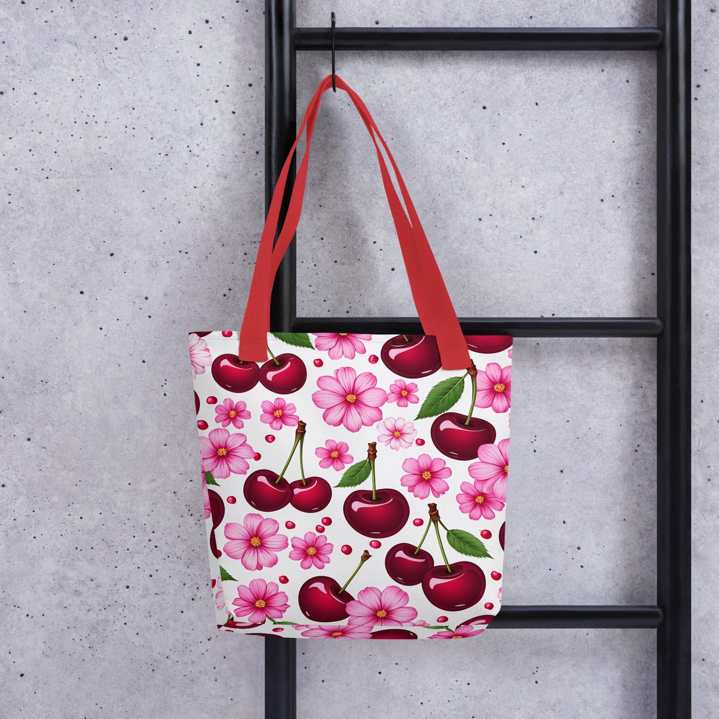 Cherries and Flowers Tote Bag - Tote Bags - Discovery Co.