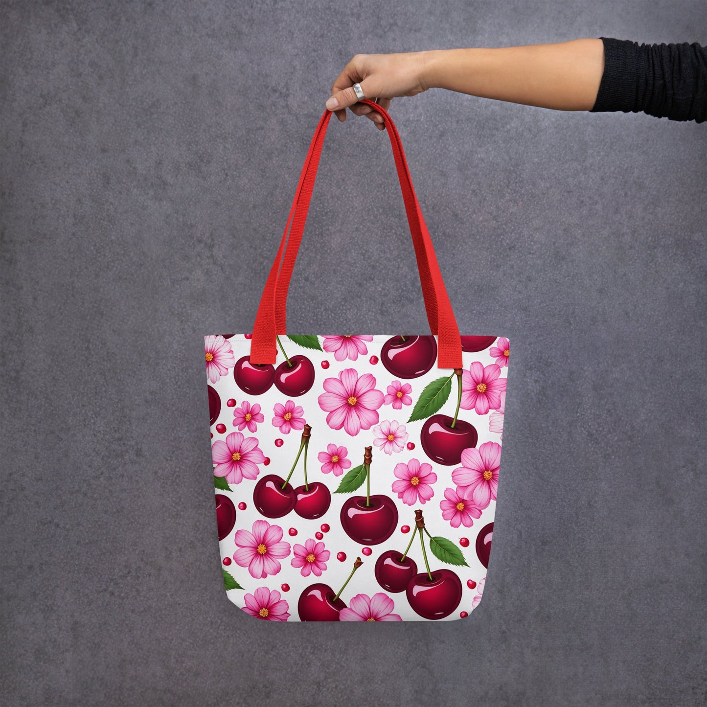 Cherries and Flowers Tote Bag - Tote Bags - Discovery Co.