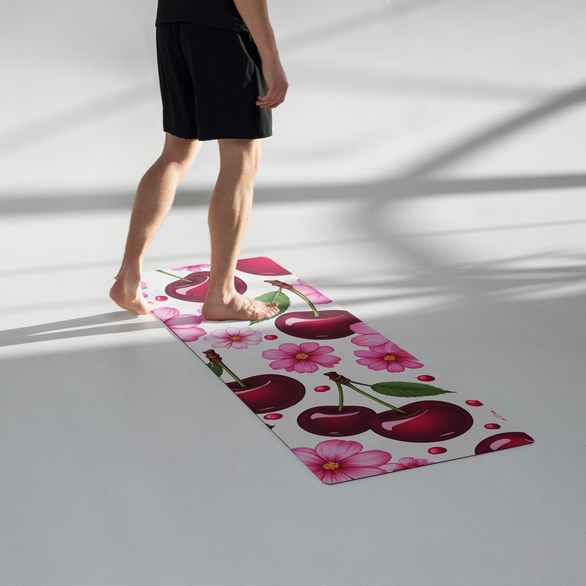 Cherries And Flowers Yoga Mat - Yoga Mat - Discovery Co.